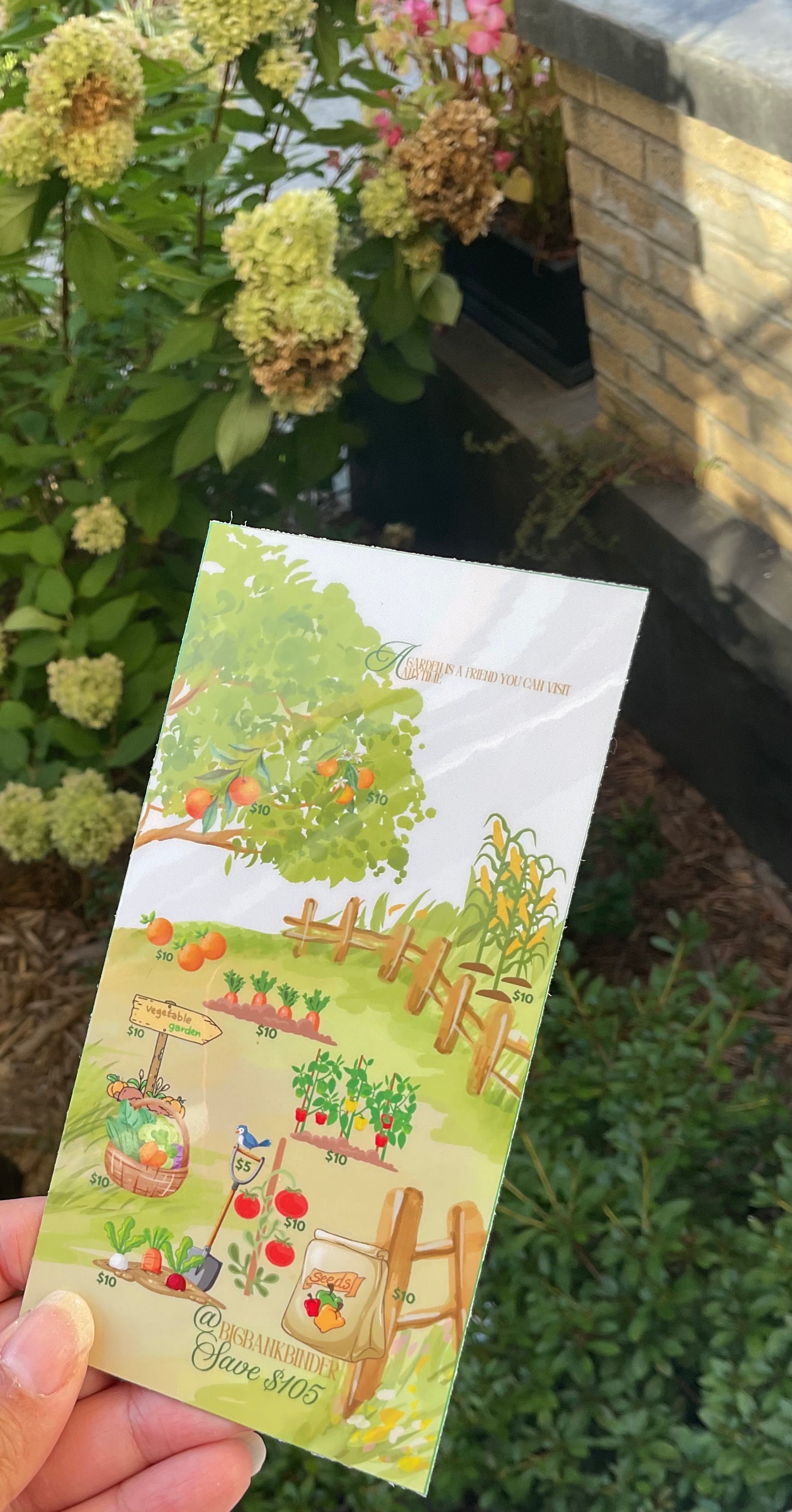 $105 a garden is a friend you can visit anytime savings challenge