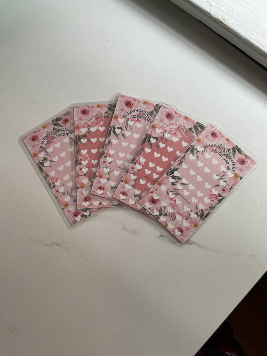 Bloom Savings Challenge $1, $2, $5, $10, and $20 cash envelope & savings challenge set