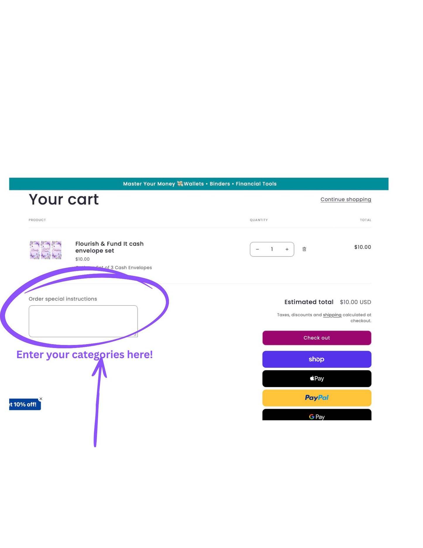 Flourish & Fund It cash envelope set