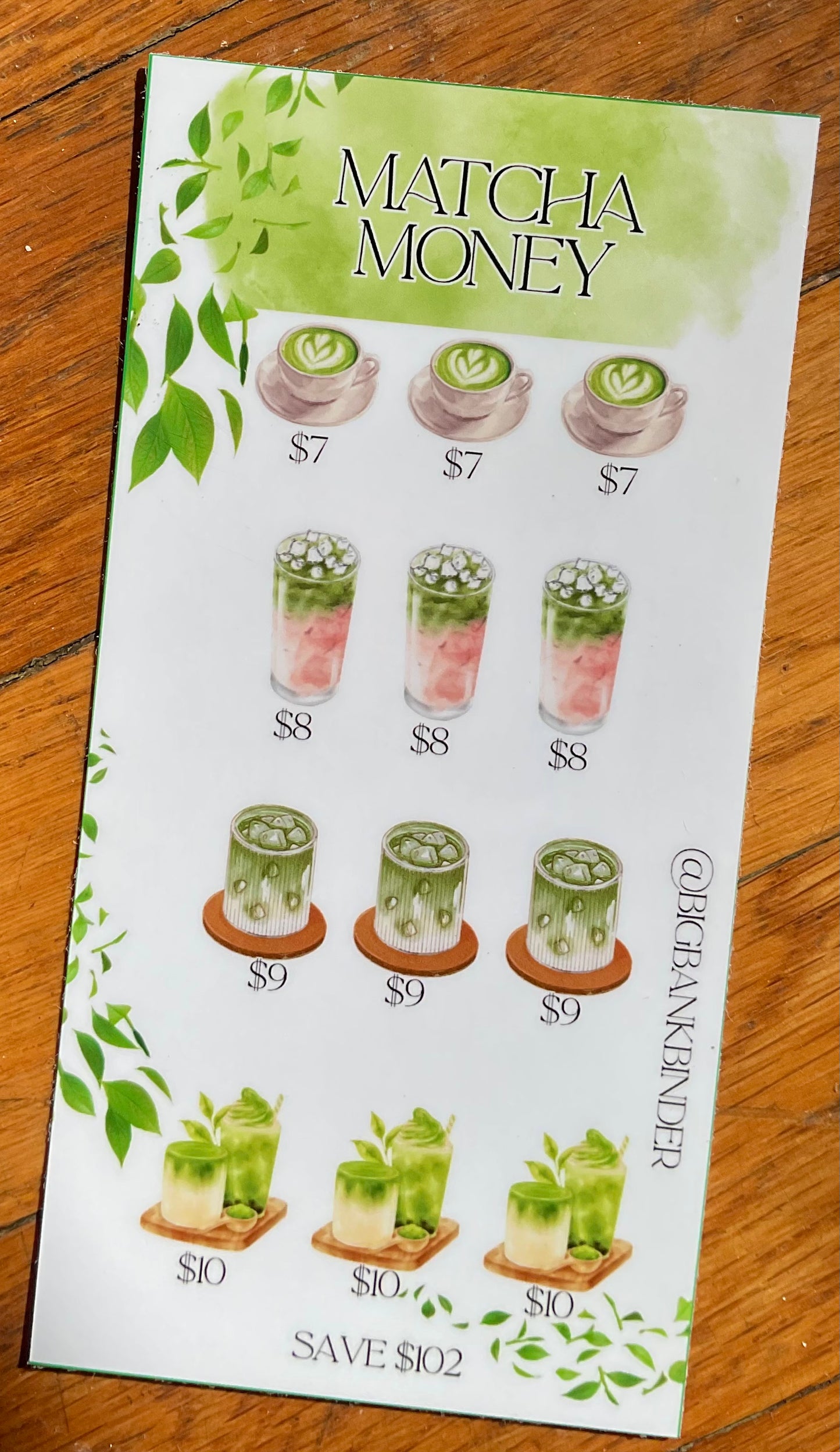 Matcha money savings challenge